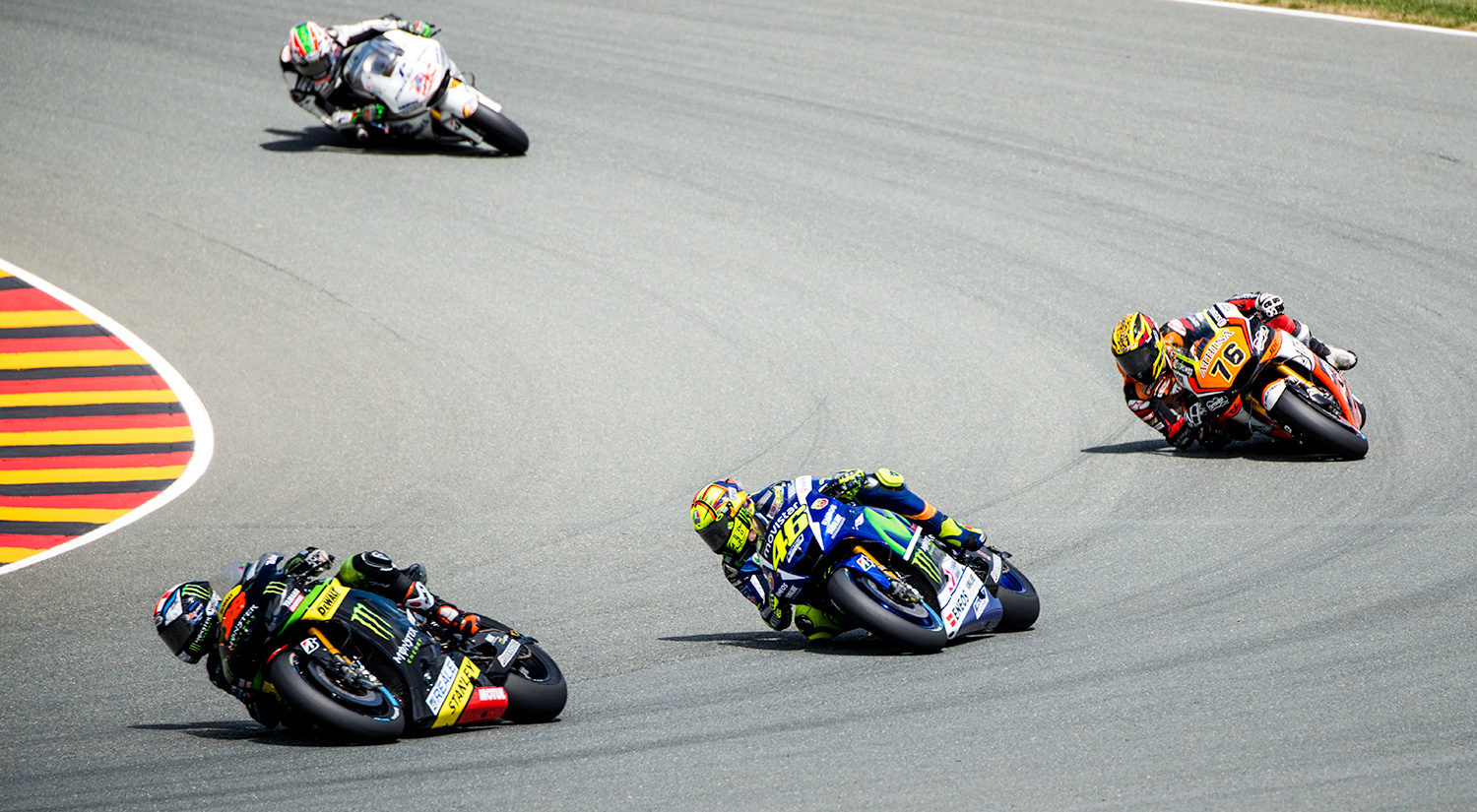 Bradley Smith, Valentino Rossi,  Loris Baz & Nicky Hayden, Sachsenring, Germany, 2015